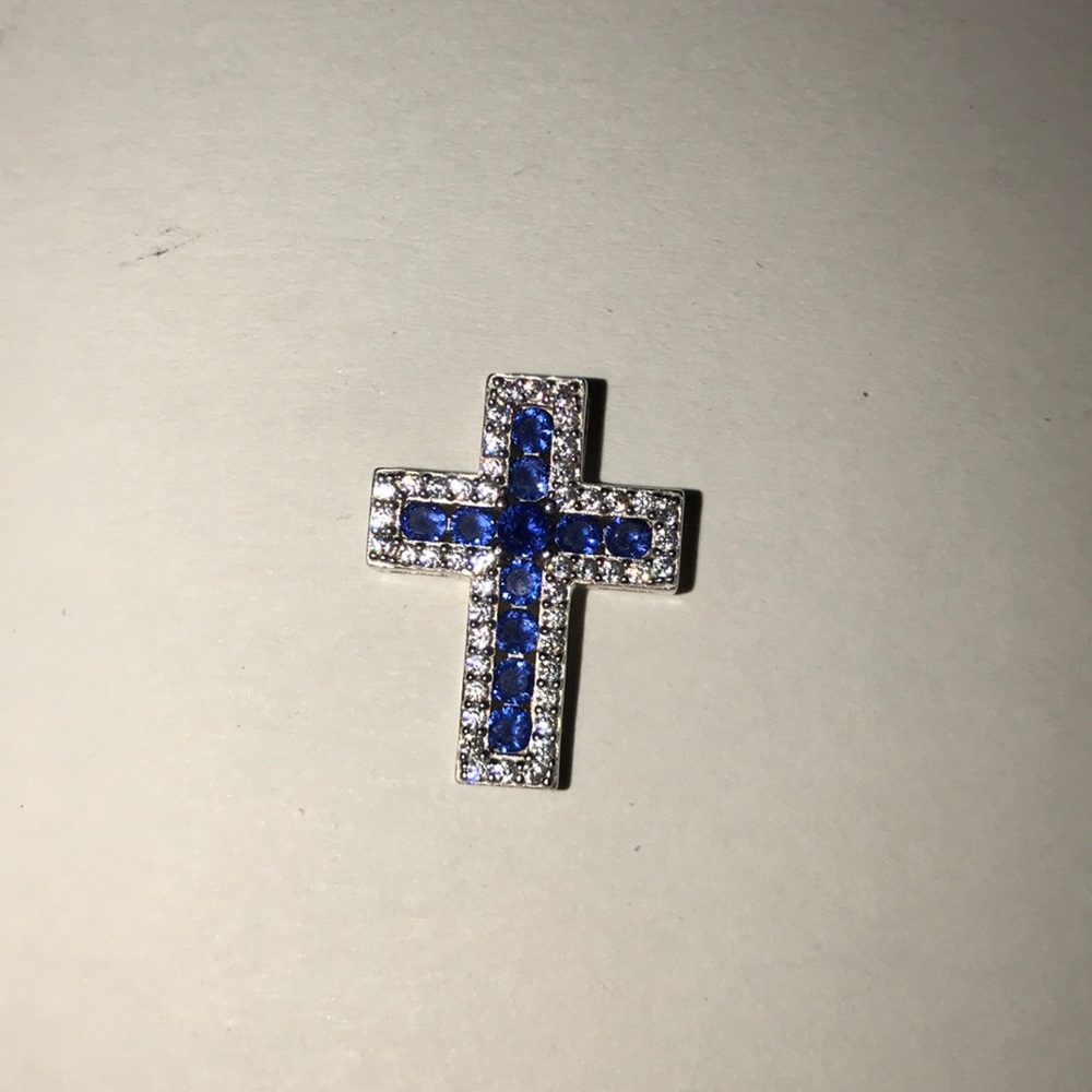 Sterling silver Sapphire cross pendant